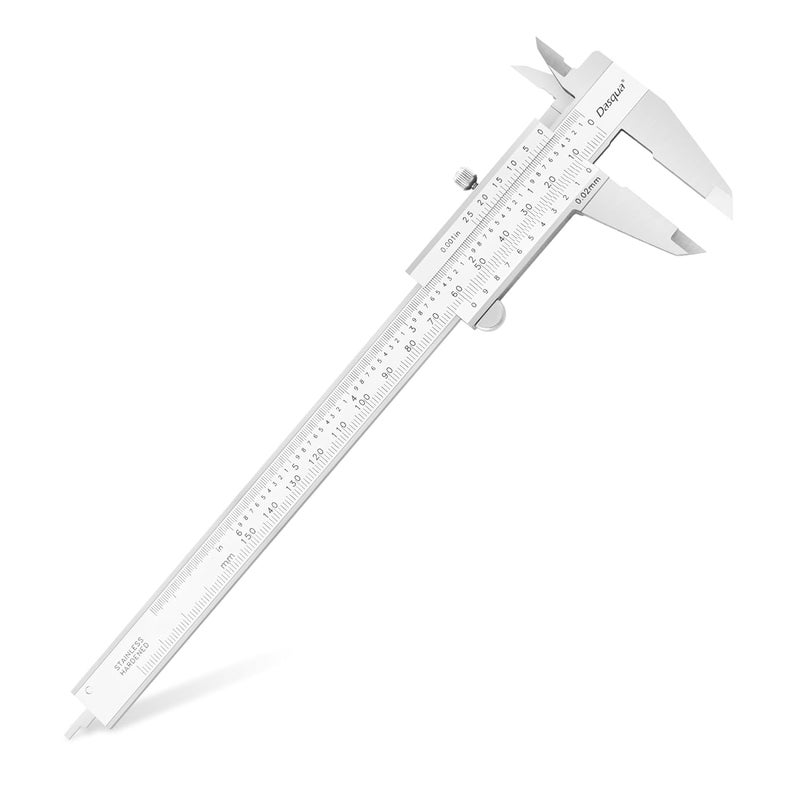 Dasqua Left-Handed 0-6"/0-150mm Monoblock Vernier Caliper Stainless Steel, Dual Unit (in/mm), High Precision with Fine Adjustment, Accuracy ±0.0015"/0.03mm, Graduation: 0.001"/0.02mm - Image 1